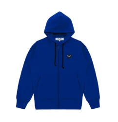 Blue CDG Hoodie Zip up With Large Heart