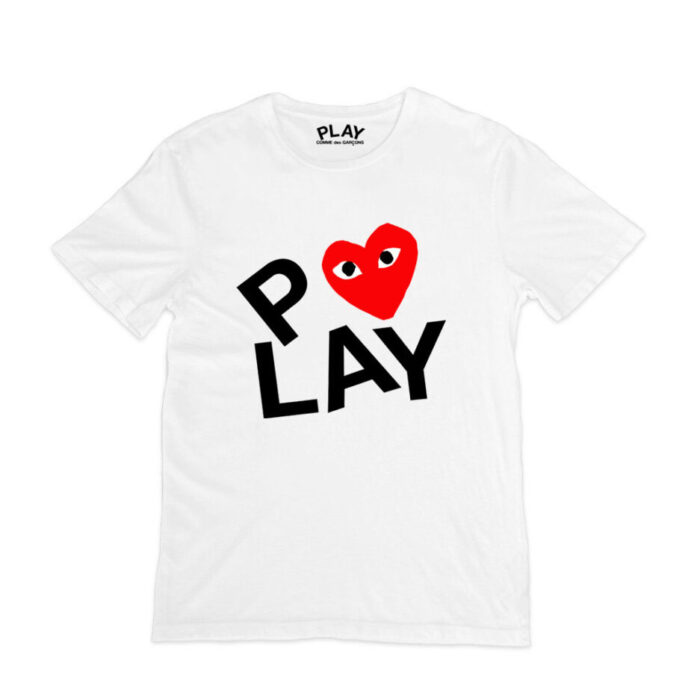 CDG T-Shirt white Heart Screen print