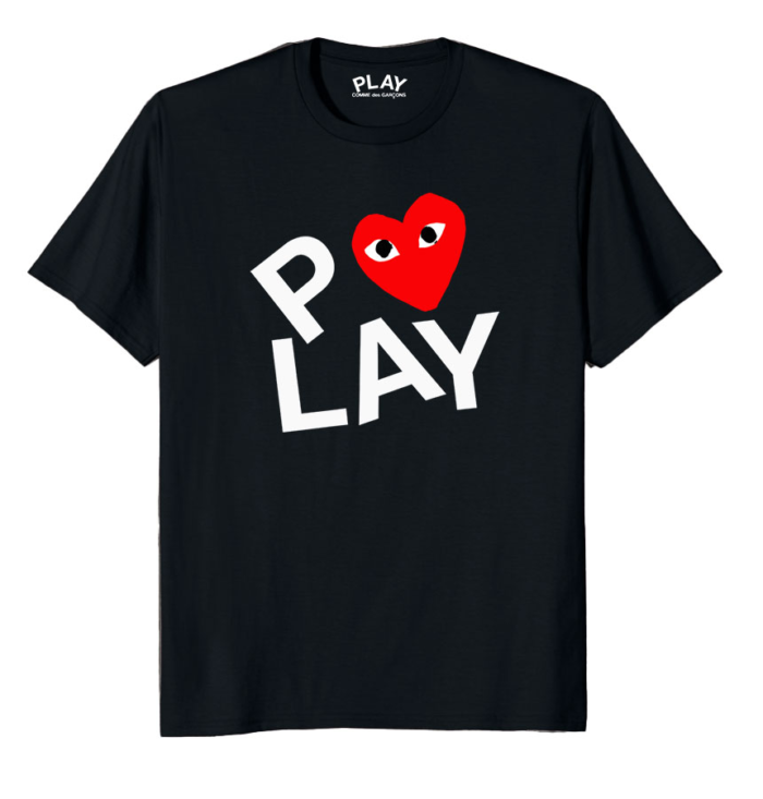 CDG T-Shirt Black Double Heart Screen print black